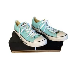 Converse Blue and White Canvas Sneakers with Rubber Toe Cap